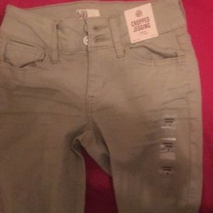 Cropped khaki jeggings